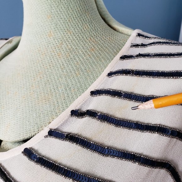 Joie "Jaden" Striped Sequin Top/Sz Small - Picture 4 of 10